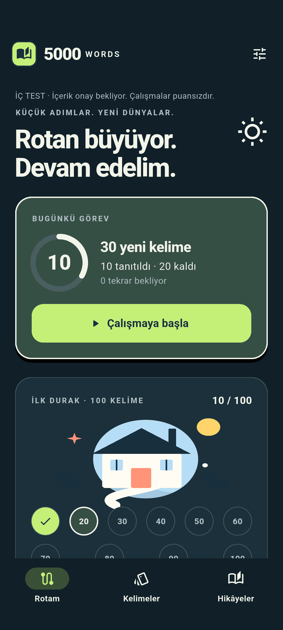 5000 Words - Android Rotanda ilerle