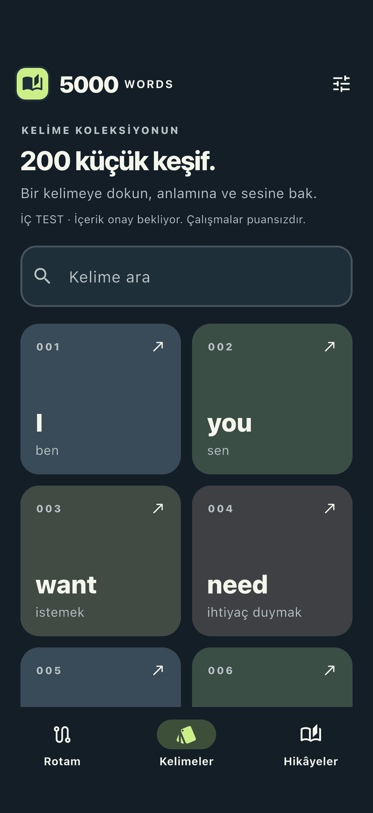 5000 Words - iOS Kelime koleksiyonu