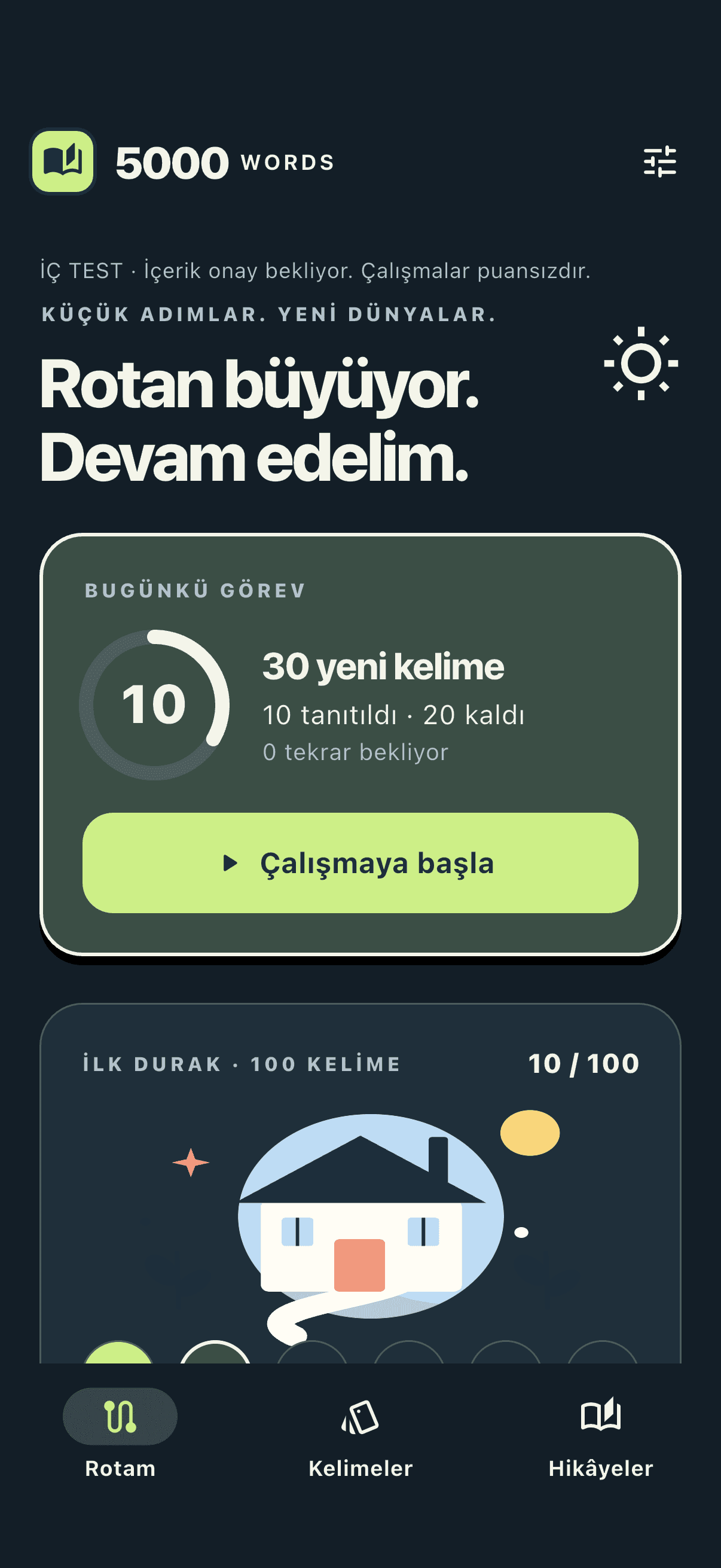 5000 Words - iOS Rotanda ilerle