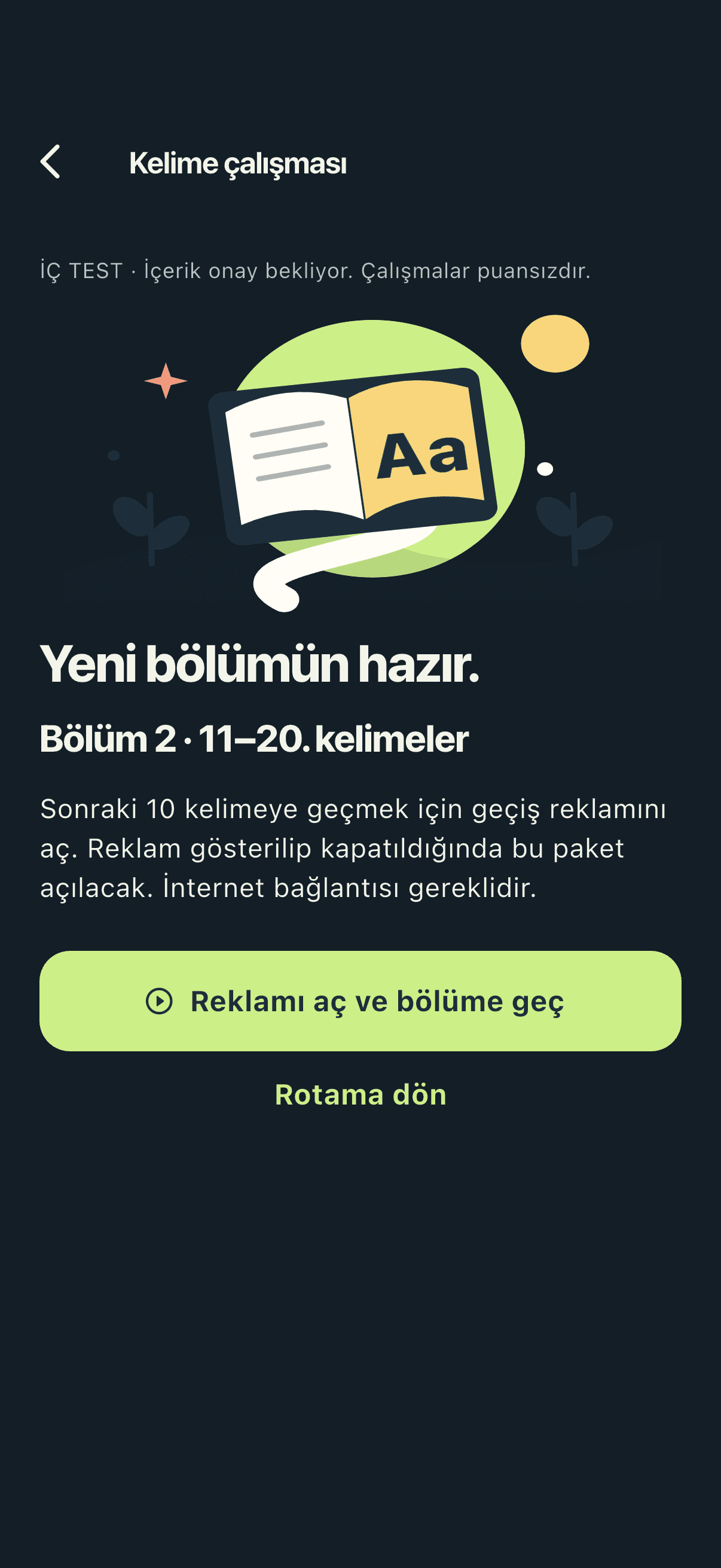 5000 Words 11–20. kelimelik paketin geçiş reklamı ekranı